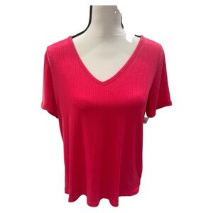 Old Navy NWT Luxe V-Neck  Fuchsia Rib Knit T-Shirt Size M